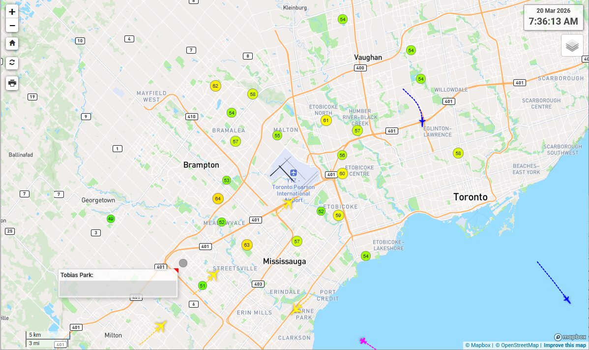 Tobias Park monitor shown offline on March 20, 2026 at approximately 07:47